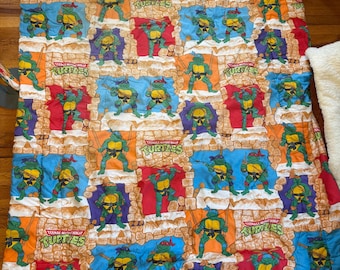 Edredón y manta de cama vintage de las Tortugas Ninja Adolescentes Mutantes de los años 80 (TMNT 1988)