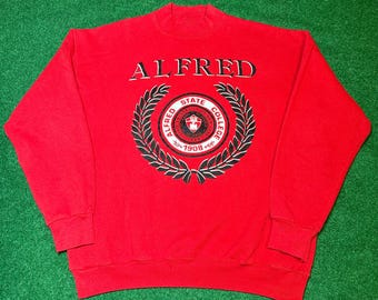 80s/90s Alfred State College Pioneers vintage crewneck sweatshirt large NY red