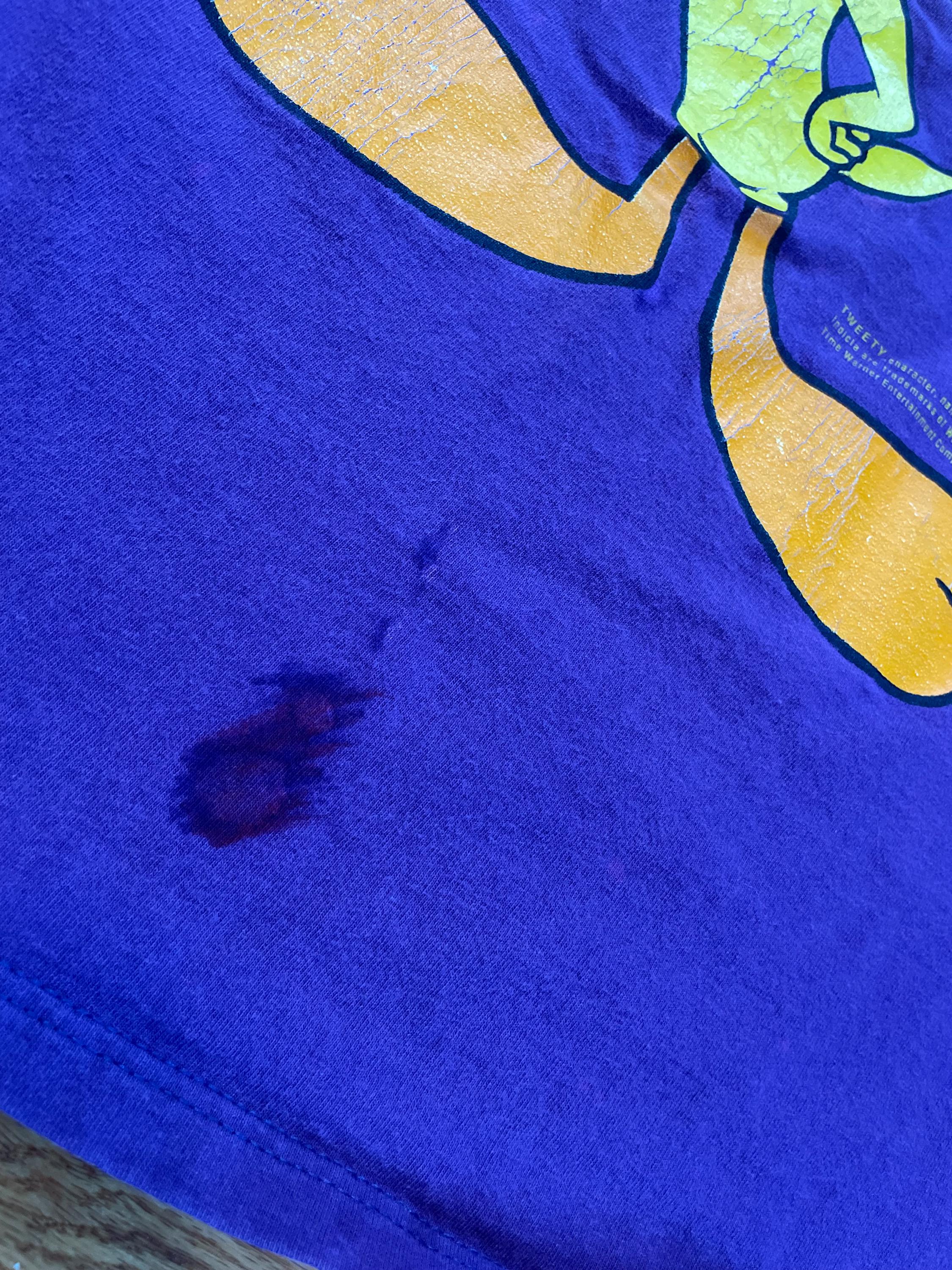 T-shirt Vintage Looney Tunes Tweety Violet Années 90 - Modèle 'Get Out Of My Face' Taille XL En Coton