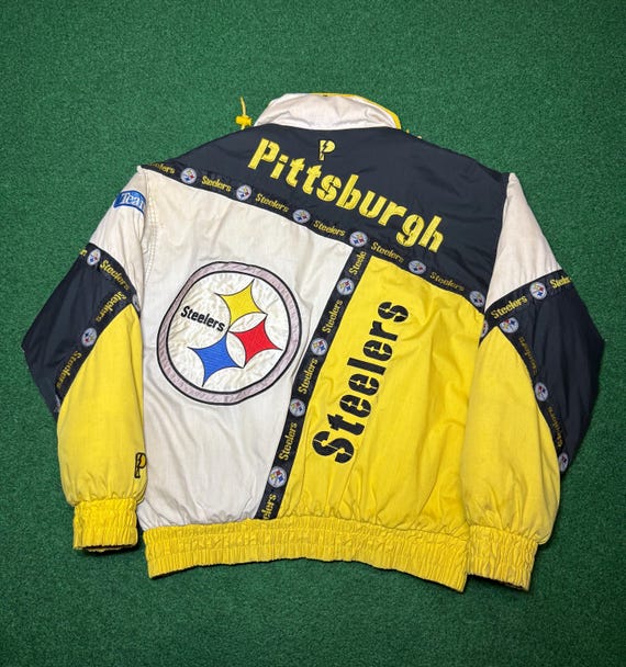 90s PRO PLAYER Steelers ナイロンジャケット 中綿 90s Pittsburgh Steelers Puffer Winter Coat Pro Player Large