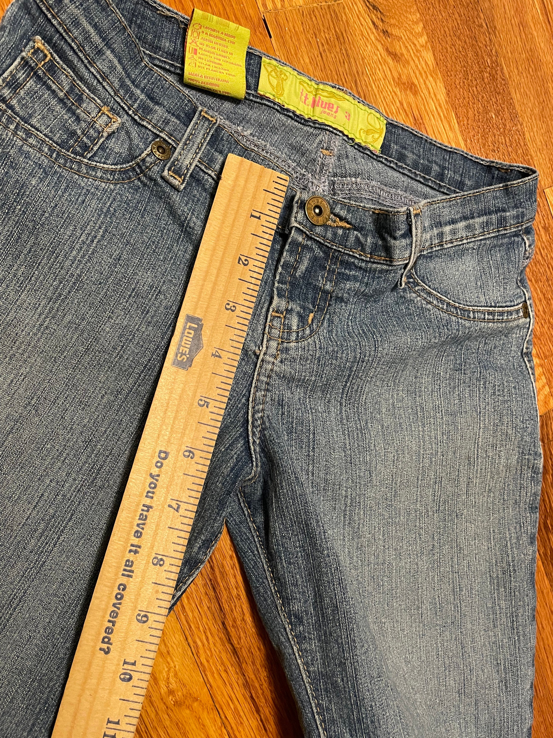 Y2K Low Rise Distressed Flared Jeans Denim Sexy Cute Size 3 Y2K Low Rise Distressed Flared Jeans Denim Sexy Cute Size 3