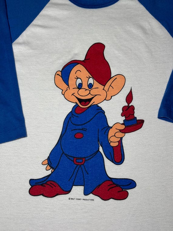 70s Snow White and the Seven Dwarfs Dopey Vintage Raglan T-shirt