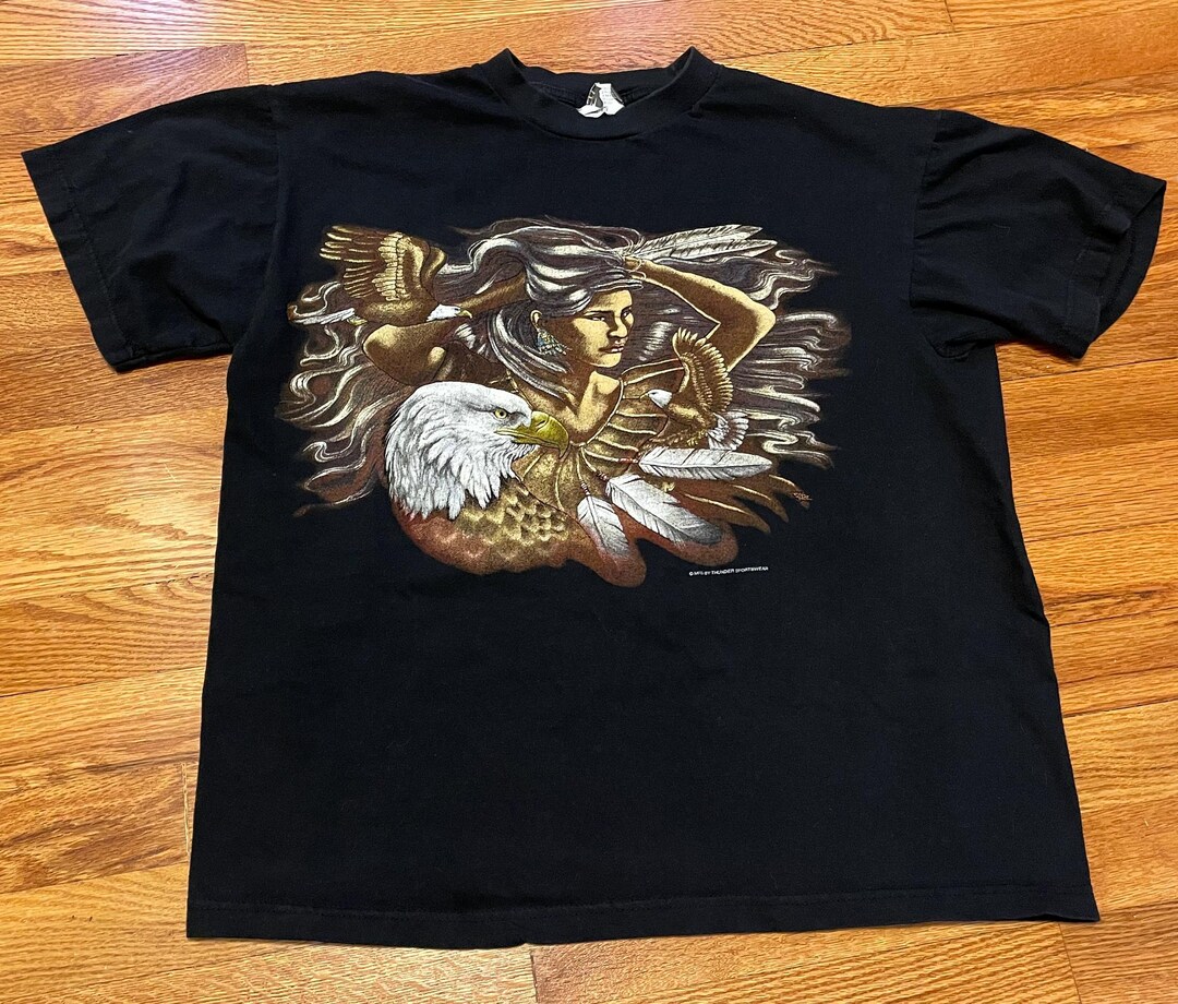 90s 両面 鷲 イーグルTシャツ American Thunder American Thunder Eagle Vintage 90s Tee from FADEDBLK