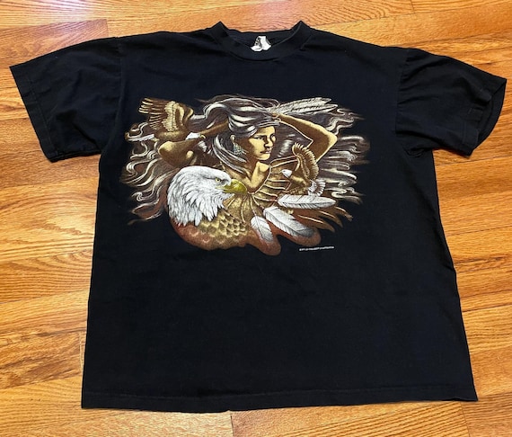 90s TシャツAmerican Thunder Eagle Bike ブラック Vintage 90s