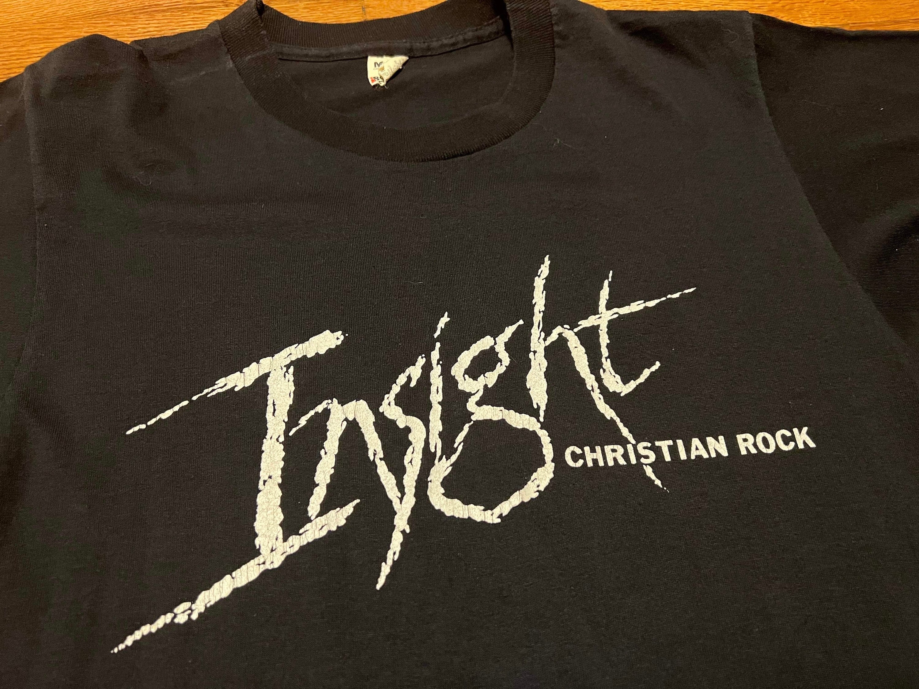 ミュージシャン GOD ONLY KNOWS PHOTO PRINT T-SHIRT 80s Insight Vintage Christian Rock T-shirt Band Tee Hair