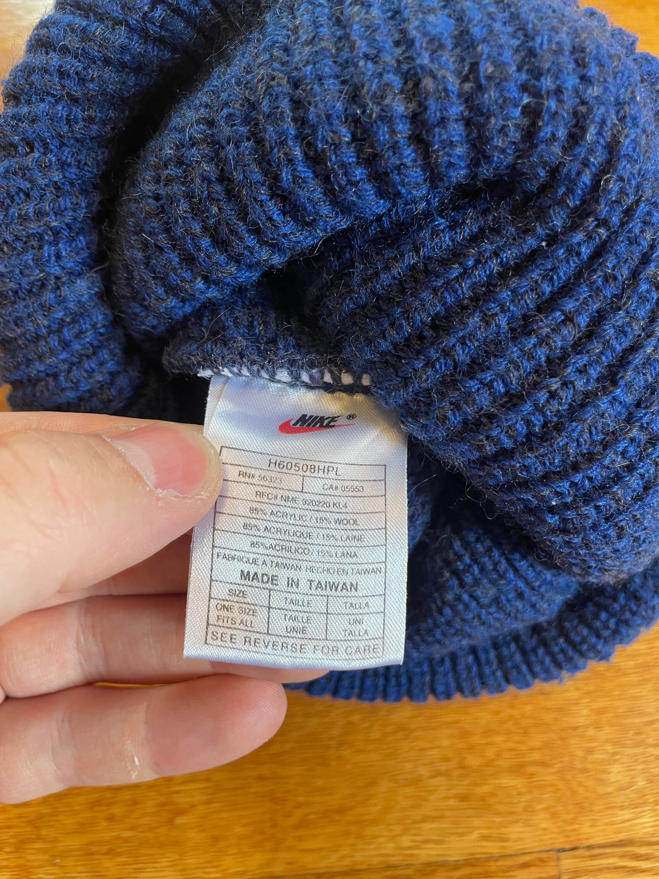 90s Nike Vintage Winter Hat Beanie Rare Navy Blue OSFA Y2K