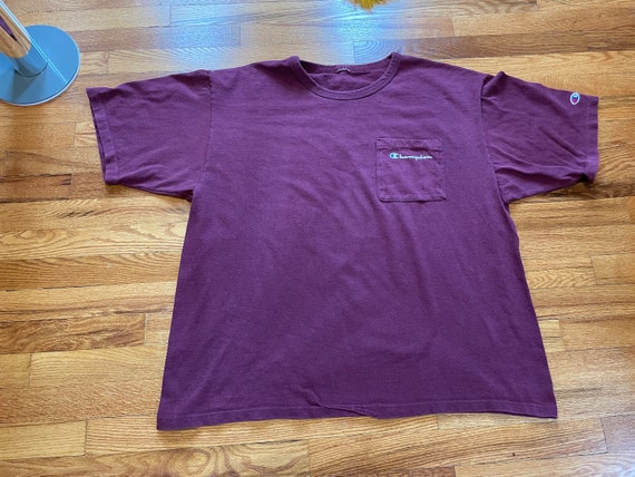 90s maroon Champion t-shirt pocket tee rare vinta… - image 1