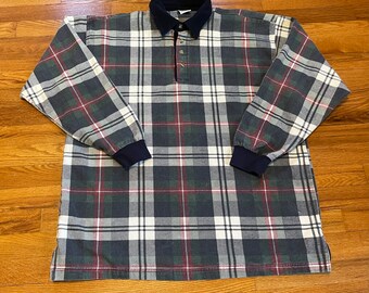 totally 90s faded flannel rugby shirt GRUNGE style ska rue twenty one 21 XL corduroy collar unique retro