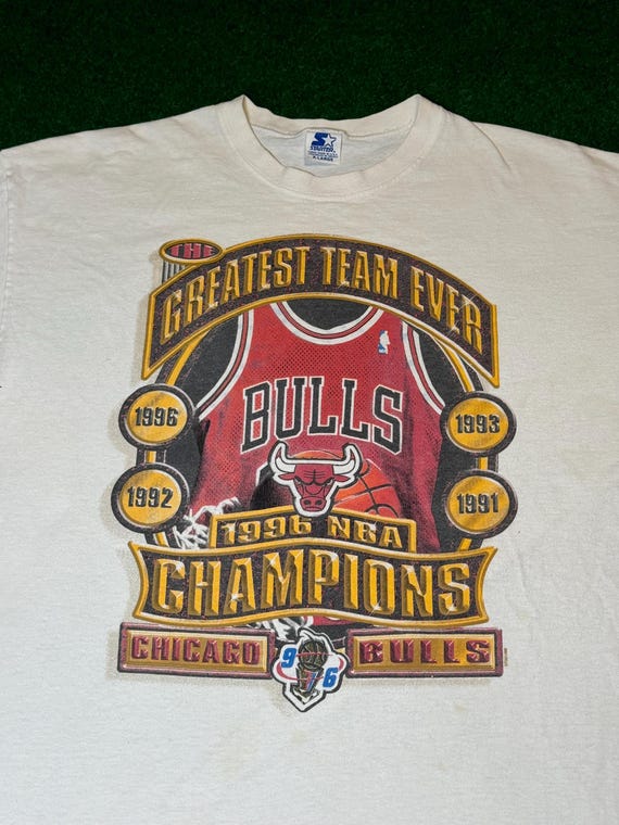 1996 90s Chicago Bulls Greatest Team Ever Starter T-shirt Rare
