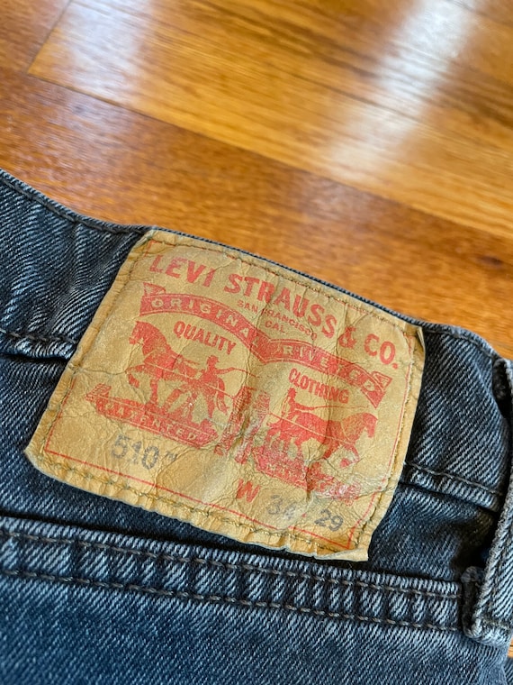 90s Faded black Levi’s jeans pants 510 skinny str… - image 5