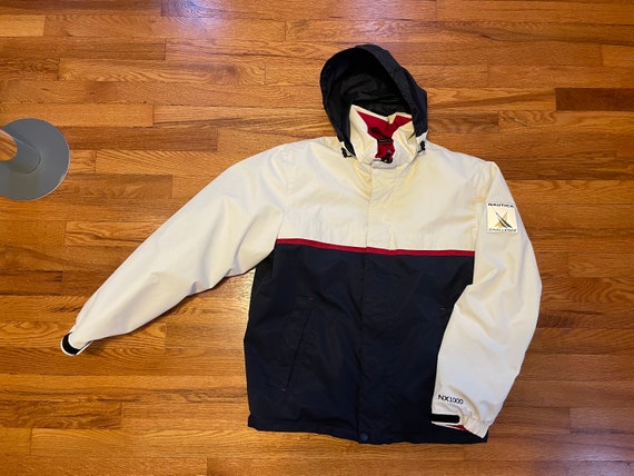 90s Reversible Nautica Challenge Hooded Coat Zip up Jacket Winter Preppy  Red Navy White Hypebeast Lil Yachty Streetwear Gift Present Large -   Canada