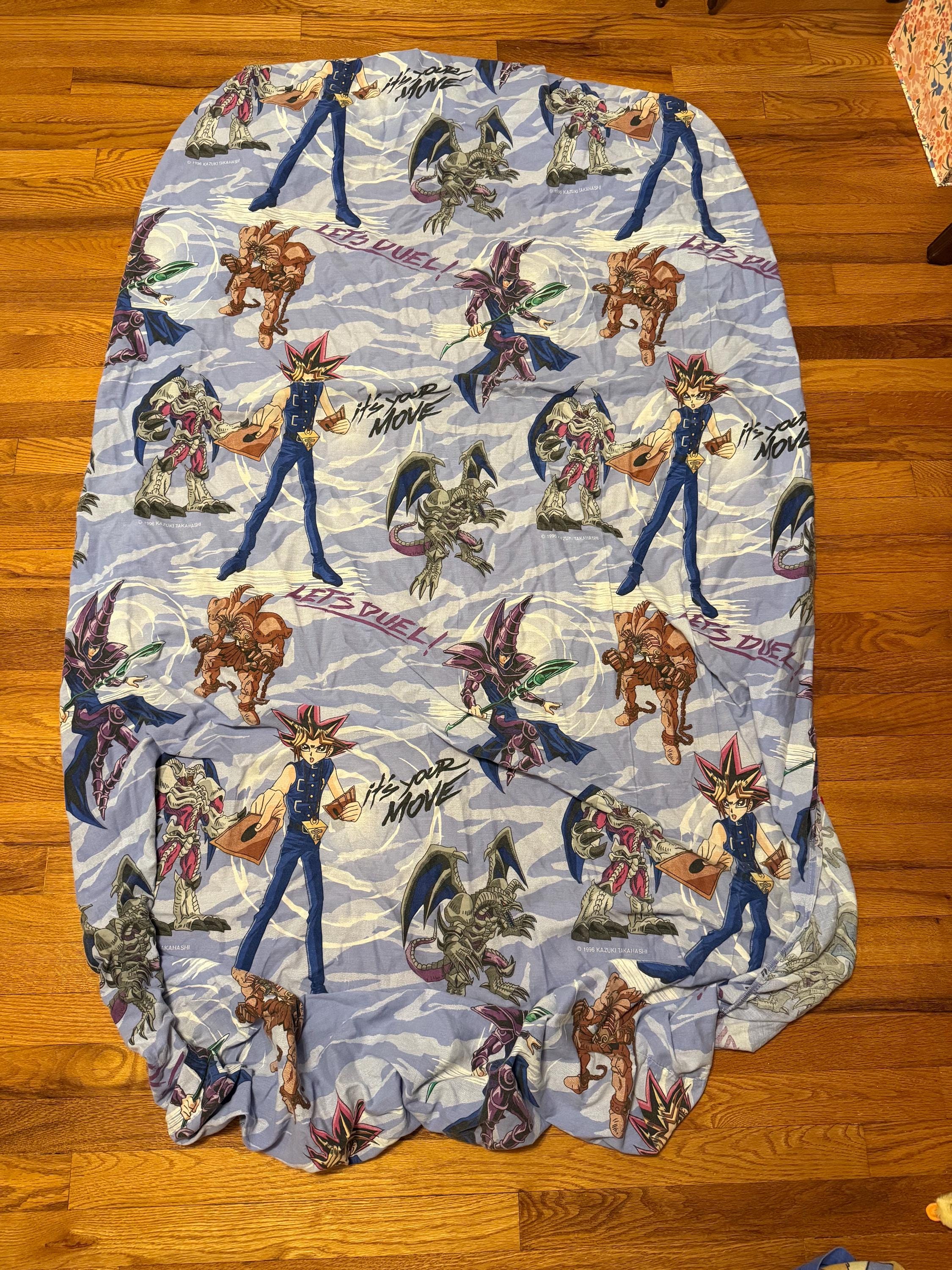 1996 90s Yugioh Fitted Sheets Rare Vintage Bedding Fabric Anime Yu