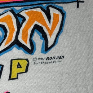 Vintage 80s Ron Jon Surf Shop T-shirt, Pocket Tee Shark Week Vacation (Large) image 3