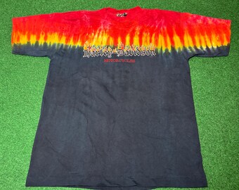 Vintage Harley Davidson tie-dye T-shirt uit de jaren 90, Biker Erie PA Y2K 2001 (maat L)