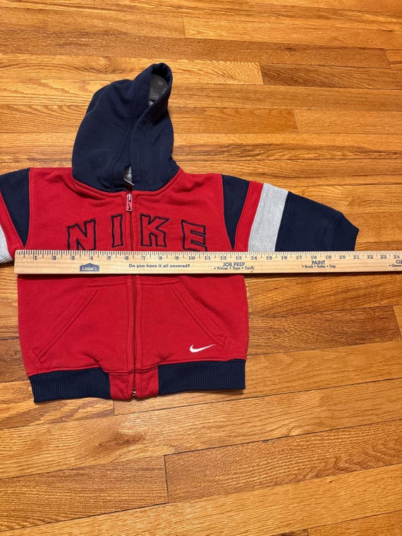 Vintage 90s Y2K Nike Zip up Sweatshirt, Cute Baby Toddler 2T, Red