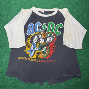 Ac/dc Tshirt With 3/4 Sleeves - Etsy