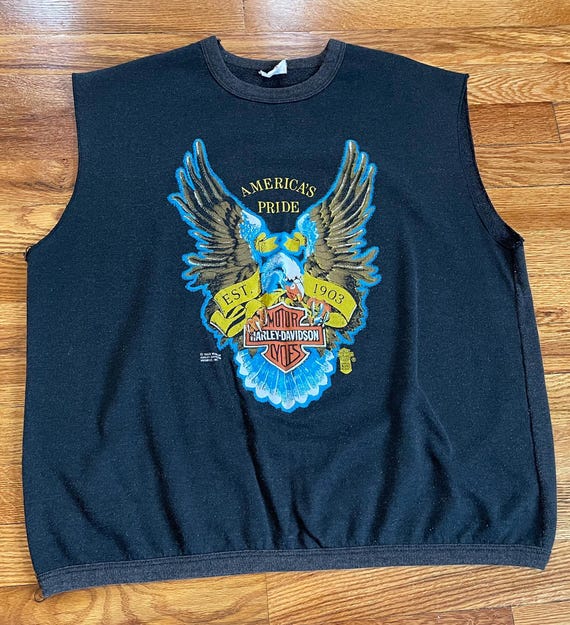 80s Harley Davidson Sleeveless Sweatshirt: America