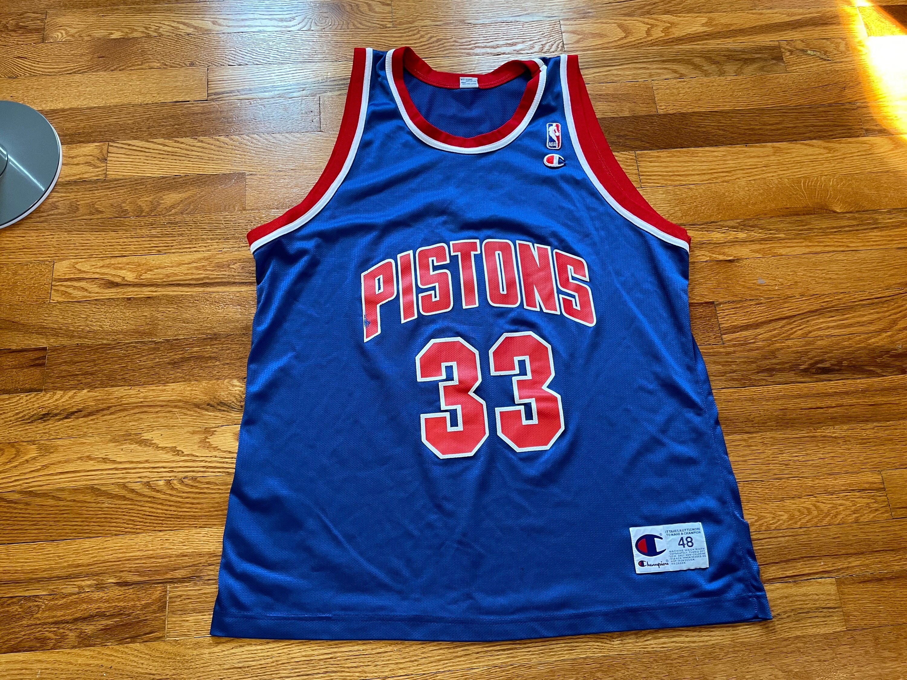 90's Grant Hill Detroit Pistons Champion Authentic NBA Jersey Size 44 Large  – Rare VNTG