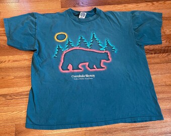 90s Cherohala Skyway Tellico Plains Tennessee TN vintage t-shirt vacation tee Nashville Memphis twin peaks grizzly bear forest hipster 80s