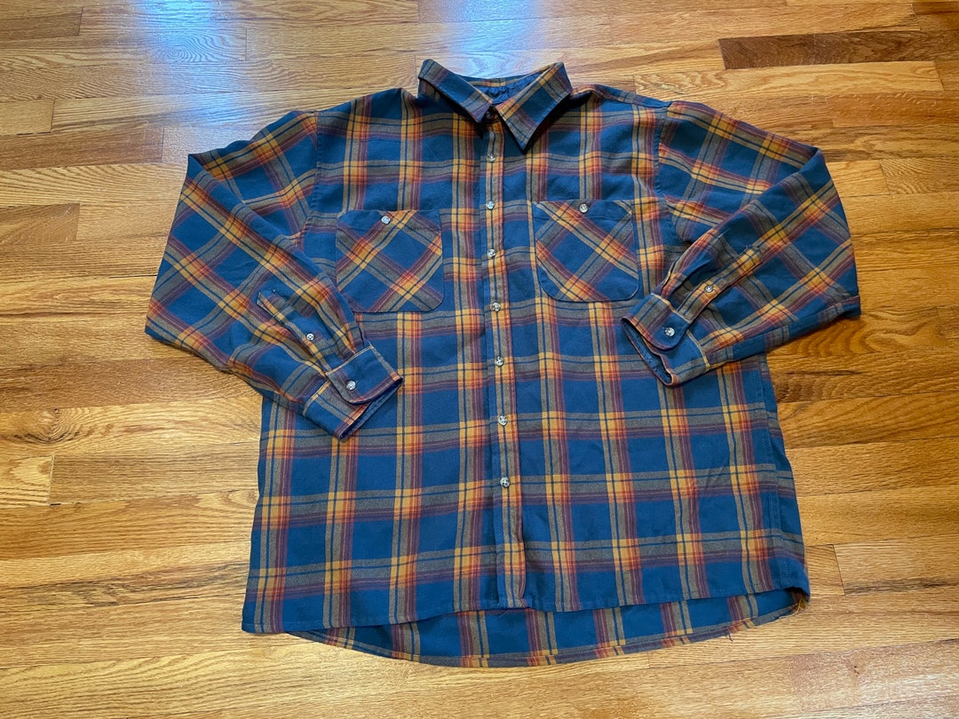 Timeless 60s John Blair Flannel Plaid Button up Shirt Old School 70s