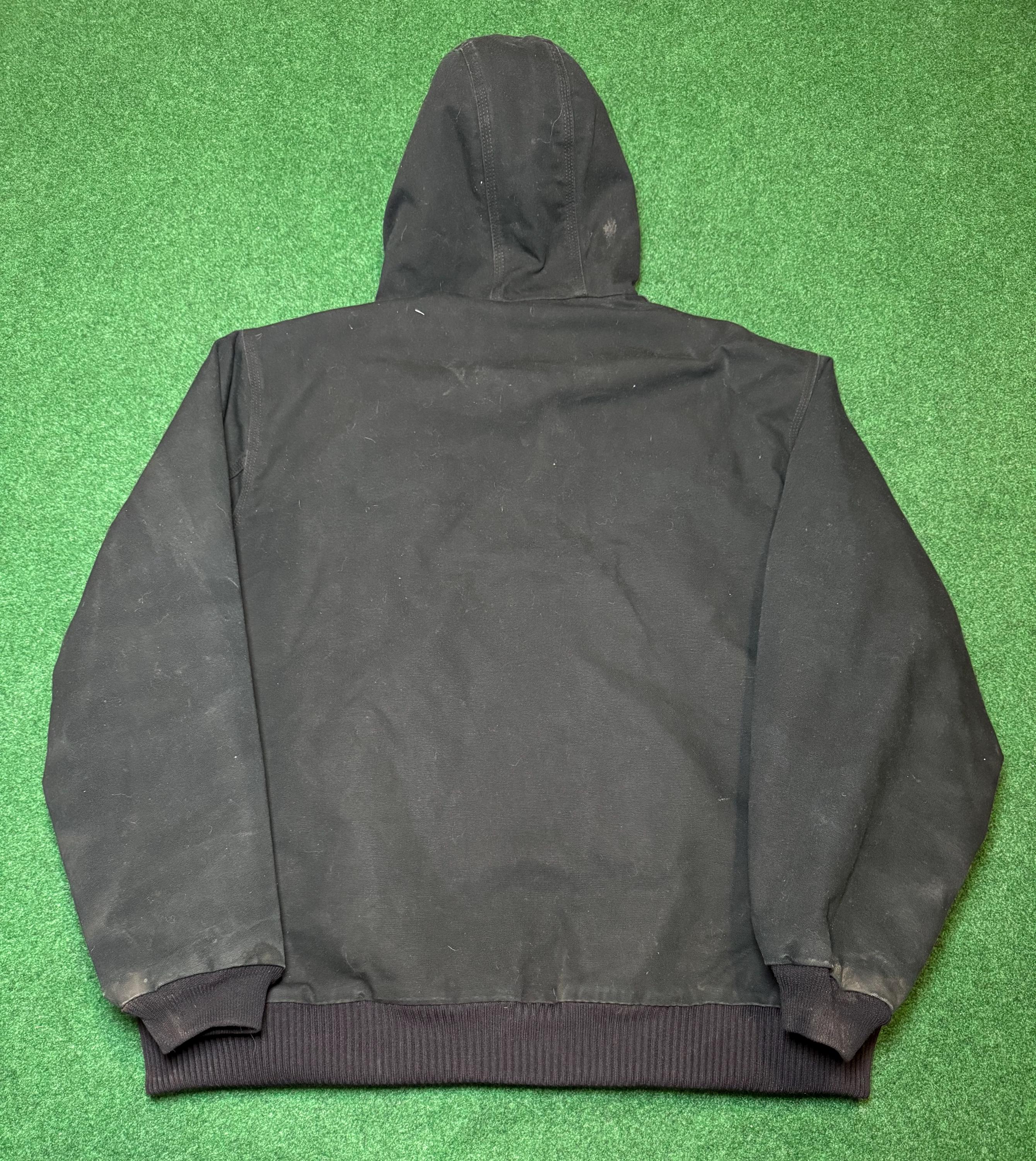 90s Carhartt Zip up Hooded Black Coat XXL Quick Duck Workman