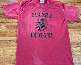 Vintage 80er Jahre Girard High School T-Shirt, Faded Single Stitch