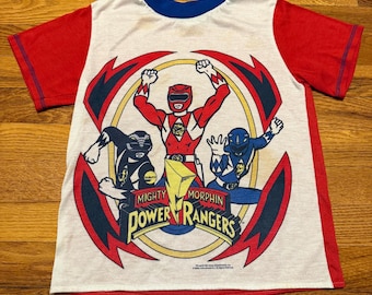 Vintage 90s Power Rangers T-shirt, Size Youth 12, TV Show Promo Cute 1993