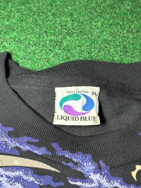 HOLY GRAIL Vintage 90s Liquid Blue Death T-shirt, Seventh Seal All Over Print XL View 4