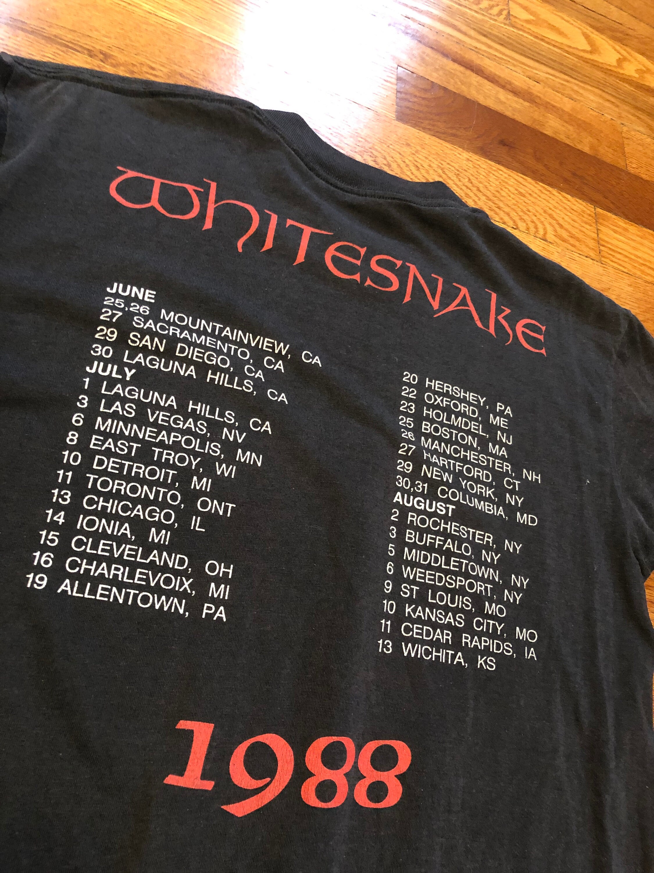 1987/1988 Whitesnake Vintage Tour T-shirt Rare Band Tee Worn to