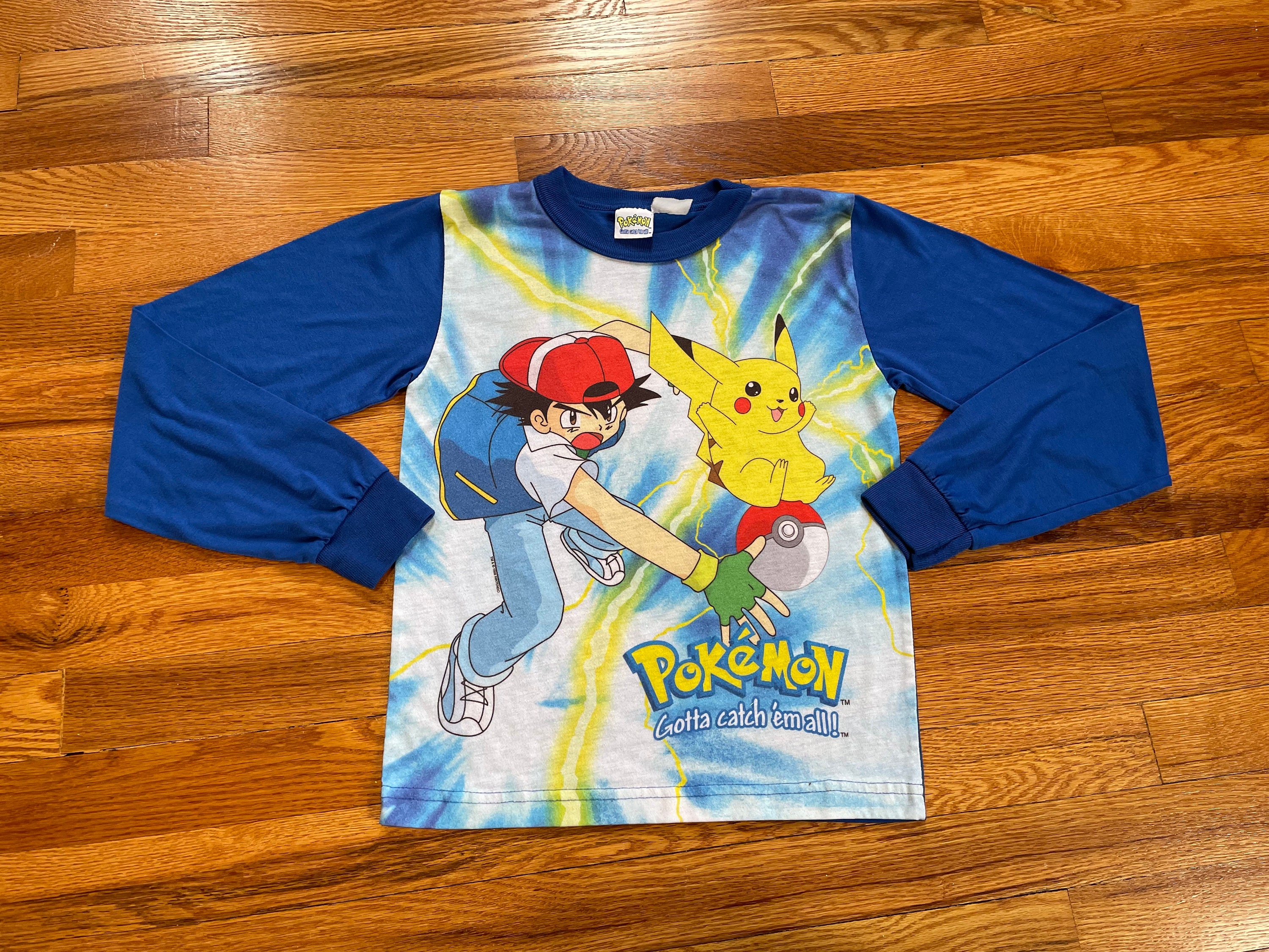 Amazing 1999 Pok mon Ash Ketchum and Pikachu Vintage Long Sleeve T