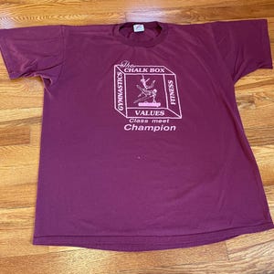 Ginnastica anni '90 The Chalk Box maglietta vintage rara Olimpiadi punto singolo XXL 2XL fitness Ashtabula Ohio campione mentore cleveland allenamento