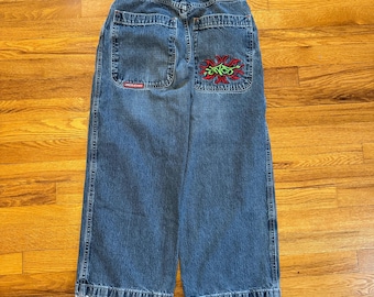Vintage jaren 90 Y2K JNCO baggy jeans, skaterpunk trendy broek, maat 26 x 26,5