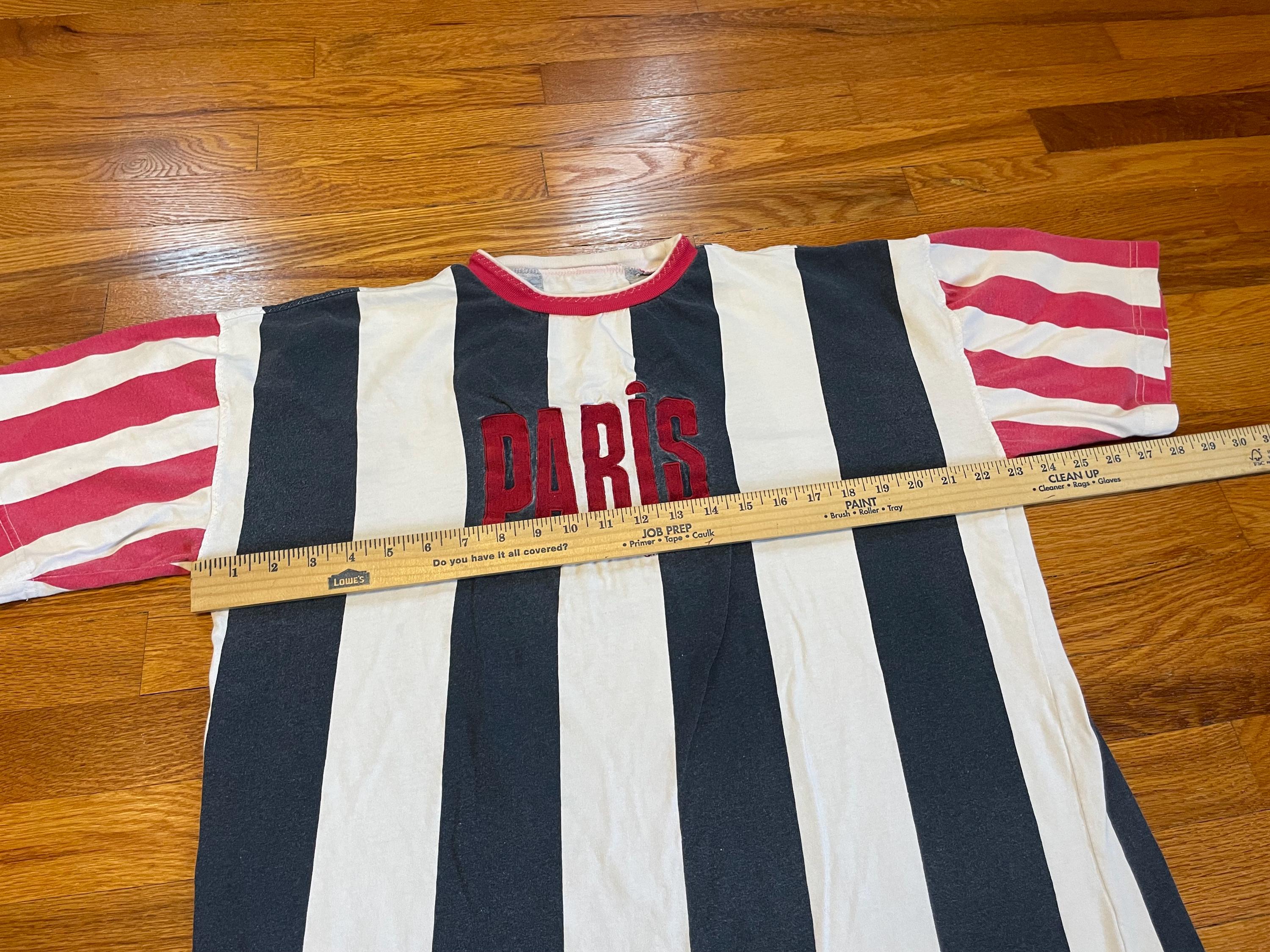 90s Paris Sport Club Vintage T-shirt Striped Hip Hop Rap Tee