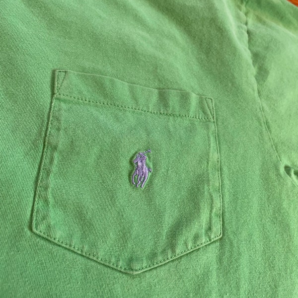 classic original 90s Polo by Ralph Lauren vintage pocket tee t-shirt green bear streetwear preppy hipster chaps unique Kanye west pink