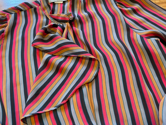 70s/80s disco style frilly striped womens blouse … - image 2