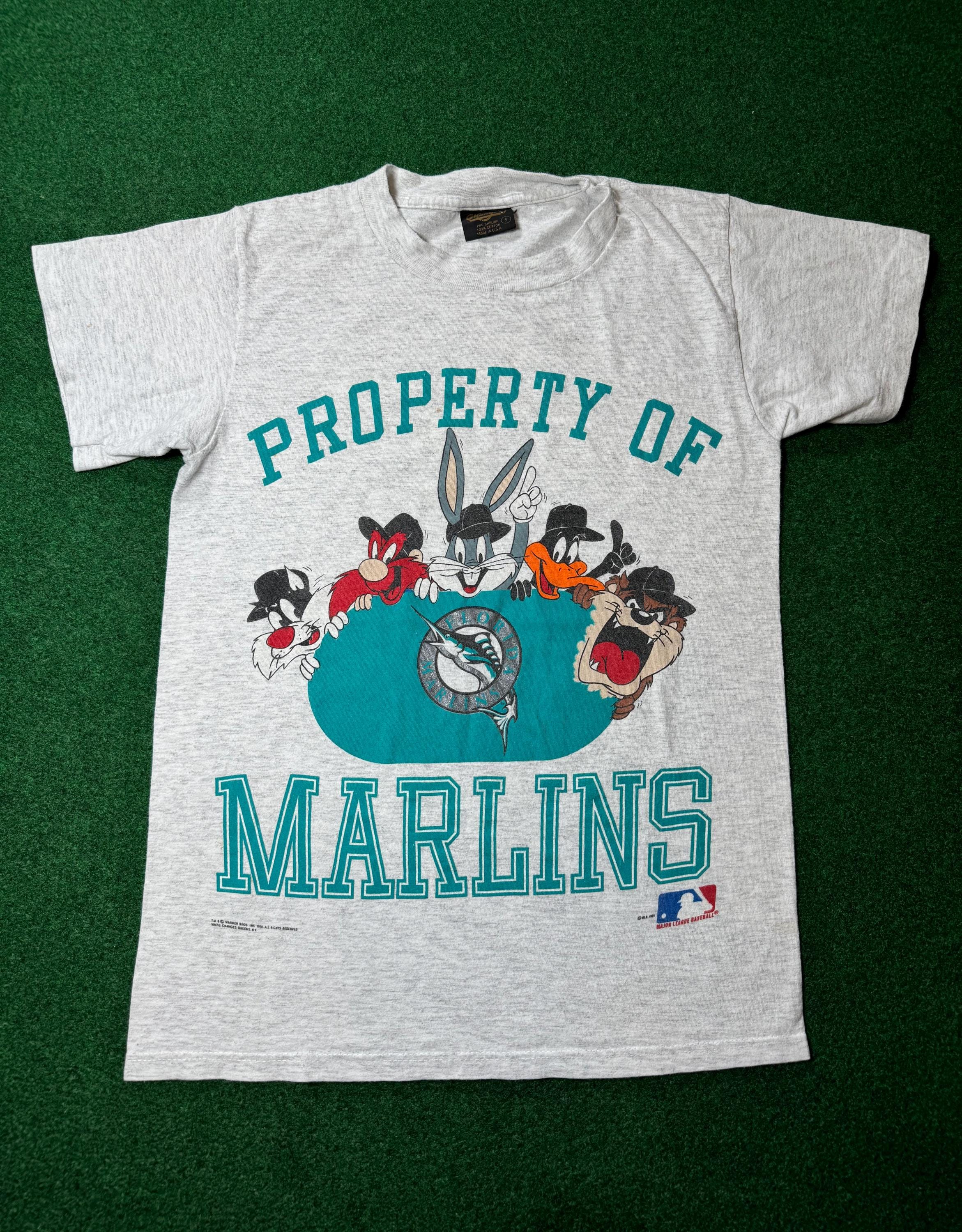 90s 1991 Florida Marlins Vintage T-shirt Rare Looney Tunes Small