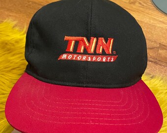 Vintage TNN Motorsports-snapbackpet uit de jaren 90: rode en zwarte racepet