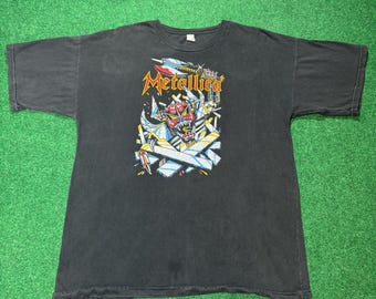 90s Vintage Metallica Shirt Size Large Vtg Black Thrash Metal Rock 