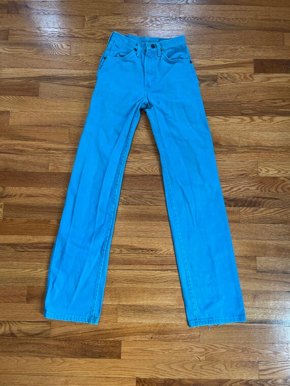 unique blue 70s/80s Wrangler brand jeans denim pa… - image 2