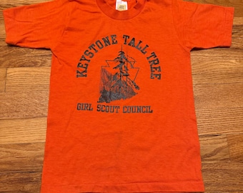 Vintage 80s Keystone Tall Tree Girl Scout Council T-shirt, Youth Medium Cute PA