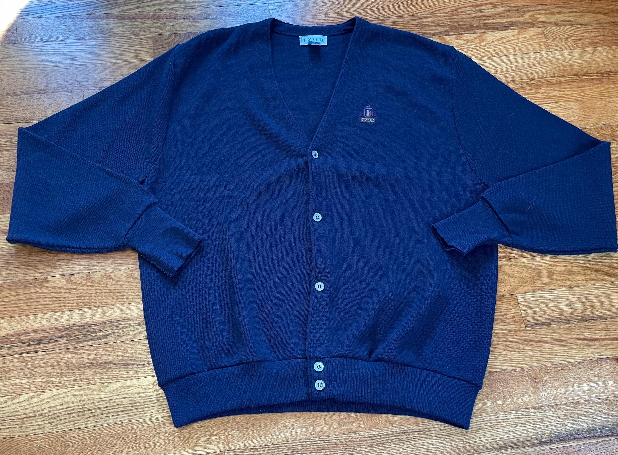 80s-90s usa製 LACOSTE blue knit cardigan 1980s Lacoste Cardigan Free Shipping - The Vintage Twin