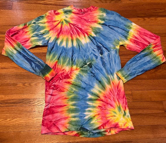 Awesome 70s/80s 3D Emblem Tie Dye Blank Long Sleeve T-shirt Rare 