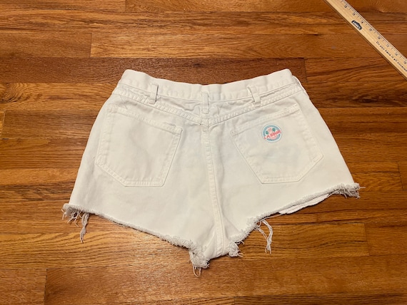 80s white booty shorts distressed LA Gear denim b… - image 7