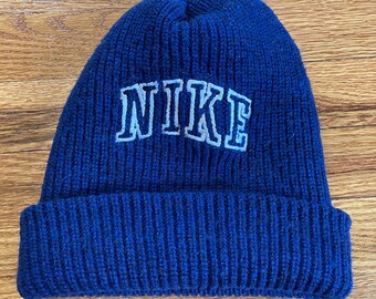 帽子 90s nike big swoosh knit cap navy Vintage Nike Beanie Nike Big Swoosh Hat Nike Blue Beanie