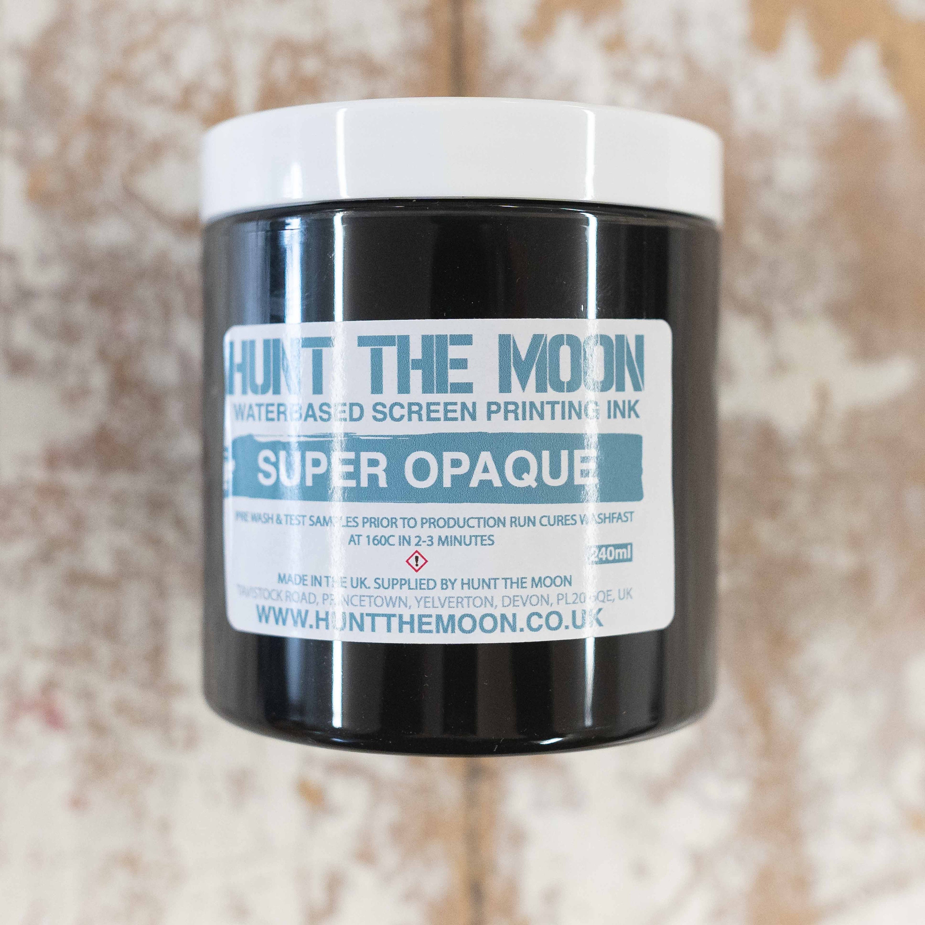 Super Opaque Eco Waterbased Screen Printing Ink 100ml, 240ml or 1ltr Hunt  the Moon 