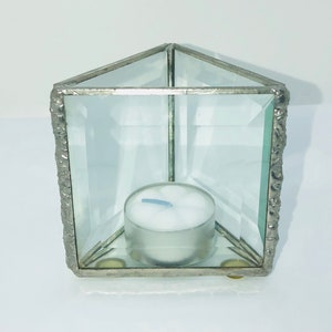 clear beveled glass candle holder