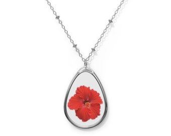 Hibiscus - Tropical Necklace - Pendant - Floral - Summer Wear