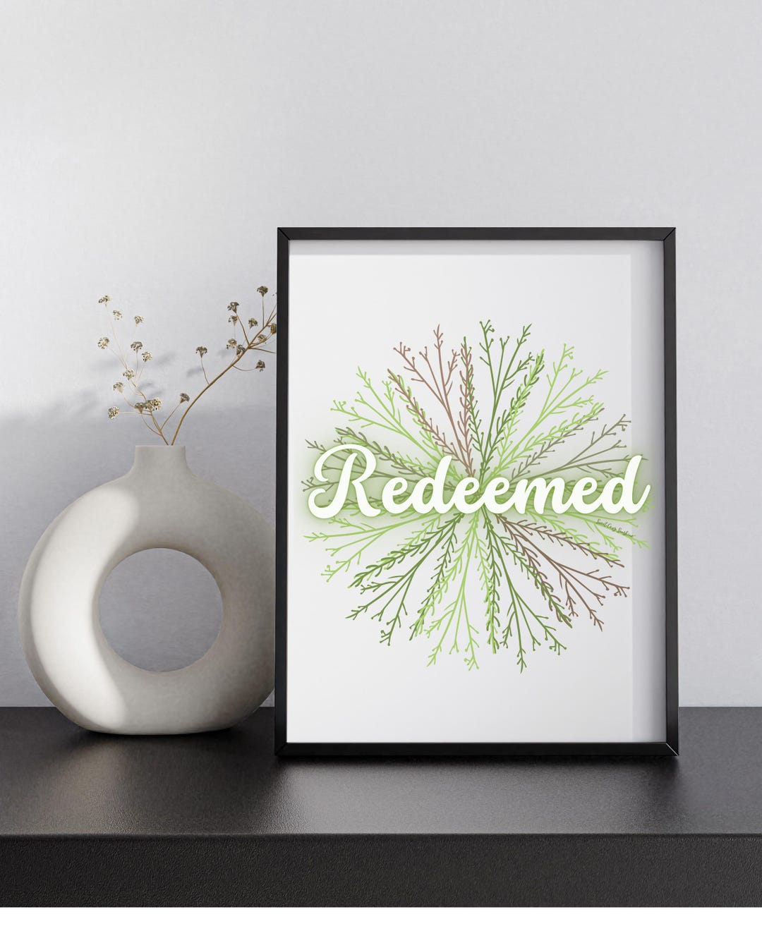 Digital Download, Redeemed, Wall Art Print, Single Word Design, Faith ...
