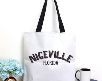 Niceville, Florida, Home, Love, Heart, Niceville High, Student, Parent, Alumni, White, Gift  - AOP Tote Bag