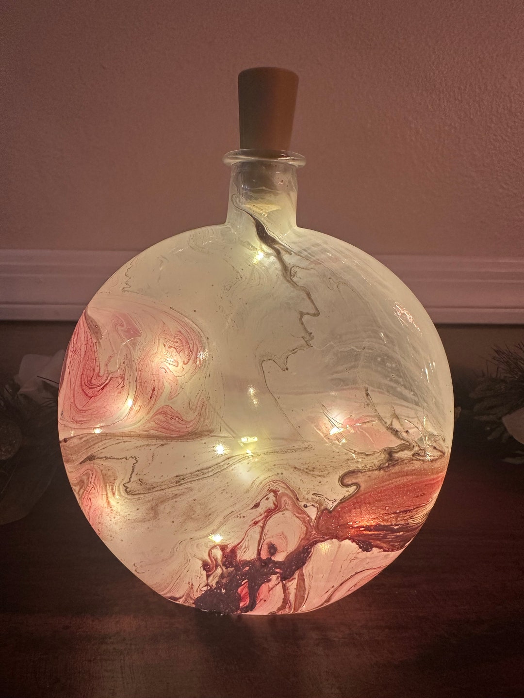 Hand Painted Round Glass Fairy Light Bottle Home Decor 24036 - Etsy